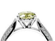 Solitaire Engagement Ring Setting for Fancy Yellow Oval Center with Multi-Row Accents and Prong Head in Platinum