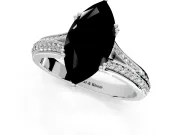 Solitaire Engagement Ring Setting for Fancy Black Marquise Center with Pave Rail Split Shank and Prong Head in Sterling Silver