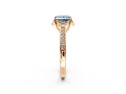 Floral Engagement Ring Setting for Fancy Blue Princess Cut Center with Four Accent Clusters and Prong Head in Rose Gold