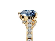 Solitaire Engagement Ring Setting for Fancy Blue Heart-Shaped Center with Crossover Accents and Prong Head in Yellow Gold