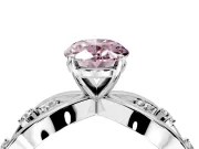 Solitaire Engagement Ring Setting for Fancy Pink Oval Center with Criss-Cross Accent Band and Prong Head in Sterling Silver