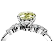 Solitaire Engagement Ring Setting for Fancy Yellow Oval Center with Marquise Accent Twist Band and Prong Head in White Gold