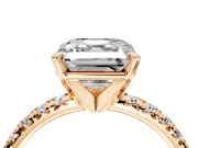Solitaire Engagement Ring Setting for Asscher Cut Center with Large Accents and Prong Head in Rose Gold