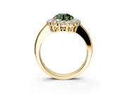 Halo Engagement Ring Setting for Fancy Green Round Cut Center with Milgrain Channel Band and Prong Head in Yellow Gold