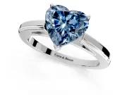 Solitaire Engagement Ring Setting for Fancy Blue Heart-Shaped Center with Flat-Sided Plain Band and Prong Head in Platinum