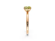 Low-Set Solitaire Engagement Ring Setting for Fancy Yellow Cushion Cut Center with Thin Plain Band and Prong Head in Rose Gold