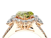 Halo Engagement Ring Setting for Fancy Yellow Heart-Shaped Center with Two-Strand Split Shank and Prong Head in Rose Gold