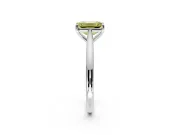 Solitaire Engagement Ring Setting for Fancy Yellow Emerald Cut Center with Narrow Cathedral Band and Prong Head in Platinum