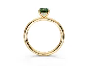 Hidden Halo Engagement Ring Setting for Fancy Green Emerald Cut Center with Thin Rounded Band and Prong Head in Yellow Gold