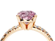 Solitaire Engagement Ring Setting for Fancy Pink Cushion Cut Center with Large Accents and Prong Head in Rose Gold