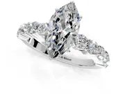 Shared-Prong Engagement Ring Setting for Marquise Center with Graduated Accents and Prong Head in Platinum