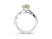 Baguette Engagement Ring Setting for Fancy Yellow Oval Center with Alternating Bar-Set Band and Prong Head in Platinum