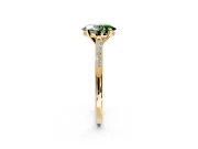 Solitaire Engagement Ring Setting for Fancy Green Oval Center with Channel Accents and Prong Head in Yellow Gold