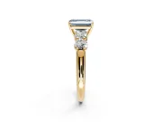 5 Stone Engagement Ring Setting for Fancy Blue Emerald Cut Center with Graduated Accents and Prong Head in Yellow Gold