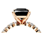 Solitaire Engagement Ring Setting for Fancy Black Princess Cut Center with Alternating Size Accents and Prong Head in Rose Gold