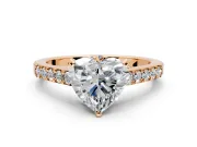 Solitaire Engagement Ring Setting for Heart-Shaped Center with Crossover Accents and Prong Head in Rose Gold