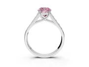 Solitaire Engagement Ring Setting for Fancy Pink Cushion Cut Center with Round Cut Channel Band and Prong Head in White Gold