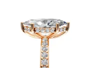 Solitaire Engagement Ring Setting for Marquise Center with Fine Pave Band and Prong Head in Rose Gold