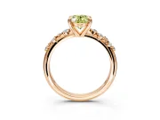 Solitaire Engagement Ring Setting for Fancy Yellow Oval Center with Trailing Leaf Accent Band and Prong Head in Rose Gold