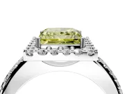 Pave Halo Engagement Ring Setting for Fancy Yellow Princess Cut Center with Single Row Pave Band and Prong Head in Sterling Silver
