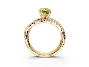 Solitaire Engagement Ring Setting for Fancy Yellow Radiant Cut Center with Woven 3-Strand Pave Band and Prong Head in Yellow Gold