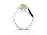 Halo Engagement Ring Setting for Fancy Yellow Cushion Cut Center with Raised Halo, Pave Band and Prong Head in Sterling Silver