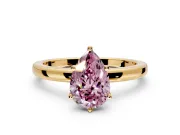 Solitaire Engagement Ring Setting for Fancy Pink Pear-Shaped Center with Plain Band and Tulip Prong Head in Yellow Gold