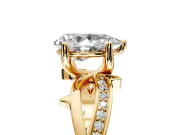 Solitaire Engagement Ring Setting for Pear-Shaped Center with Pave and Plain Crossover Band and Prong Head in Yellow Gold