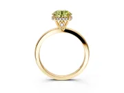 Solitaire Engagement Ring Setting for Fancy Yellow Round Cut Center with Fine Wire Band and Prong Head in Yellow Gold