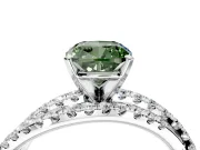 Solitaire Engagement Ring Setting for Fancy Green Cushion Cut Center with Woven 3-Strand Pave Band and Prong Head in Sterling Silver