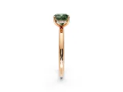 Hidden Halo Engagement Ring Setting for Fancy Green Cushion Cut Center with Thin Round-Wire Band and Prong Head in Rose Gold