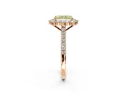 Halo Engagement Ring Setting for Fancy Yellow Radiant Cut Center with Single-Row Pave, Open Basket and Prong Head in Rose Gold