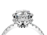 Halo Engagement Ring Setting for Oval Center with Openwork Halo, Pave Band and Prong Head in Sterling Silver
