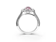 Milgrain Halo Engagement Ring Setting for Fancy Pink Marquise Center with Bezel Point Accents and Prong Head in Sterling Silver