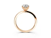 Solitaire Engagement Ring Setting for Oval Center with Thin Rounded Plain Band and Prong Head in Rose Gold