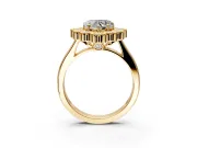 Cluster Halo Engagement Ring Setting for Heart-Shaped Center with Milgrain Bezel Accents and Prong Head in Yellow Gold