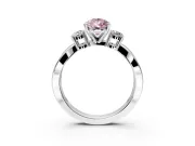 3 Stone Engagement Ring Setting for Fancy Pink Pear-Shaped Center with Pave Twist Band and Prong Head in Platinum
