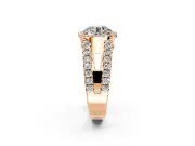 Halo Engagement Ring Setting for Round Cut Center with Wide-Open Pave Split Shank and Prong Head in Rose Gold