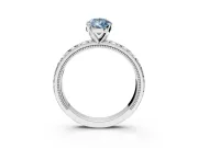 Solitaire Engagement Ring Setting for Fancy Blue Pear-Shaped Center with XO Engraved Band and Prong Head in Platinum