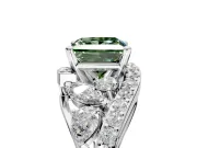 Halo Engagement Ring Setting for Fancy Green Princess Cut Center with Marquise and Pave Bypass Band and Prong Head in Platinum