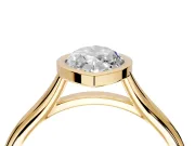 Solitaire Engagement Ring Setting for Marquise Center with V Split Shank and Bezel Head in Yellow Gold