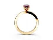 Solitaire Engagement Ring Setting for Fancy Pink Radiant Cut Center with Channel Baguette Band and Prong Head in Yellow Gold