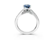 Solitaire Engagement Ring Setting for Fancy Blue Radiant Cut Center with Crossover Accents and Prong Head in Sterling Silver
