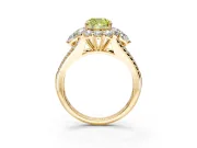 Halo Engagement Ring Setting for Fancy Yellow Cushion Cut Center with Two-Strand Split Shank and Prong Head in Yellow Gold