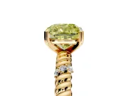 Rope Engagement Ring Setting for Fancy Yellow Cushion Cut Center with Accent Shoulders and Prong Head in Yellow Gold