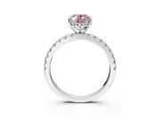 Solitaire Engagement Ring Setting for Fancy Pink Oval Center with Band of Accents and Prong Head in Platinum