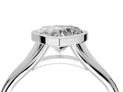 Solitaire Engagement Ring Setting for Heart-Shaped Center with V Split Shank and Bezel Head in Platinum