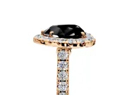 Halo Engagement Ring Setting for Fancy Black Heart-Shaped Center with Narrowing Pave Band and Prong Head in Rose Gold