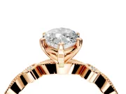 Solitaire Engagement Ring Setting for Marquise Center with Milgrain Bezel Accents and Prong Head in Rose Gold