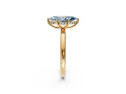 Hidden Halo Engagement Ring Setting for Fancy Blue Marquise Center with Thin Round-Wire Band and Prong Head in Yellow Gold